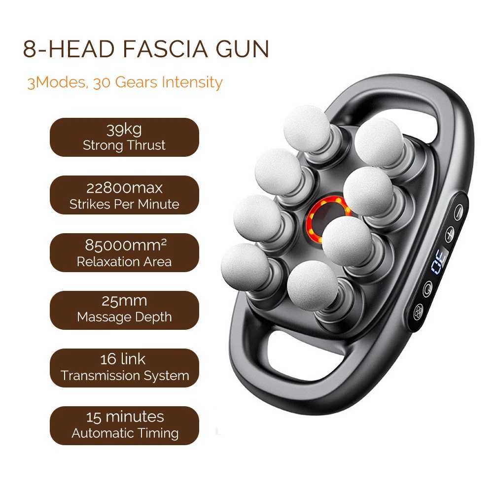 8-Head Fascia Gun High-Frequency Vibration Body Massage Gun Back and Waist Massager Neck Shoulder Massager masajeadorXJ241219