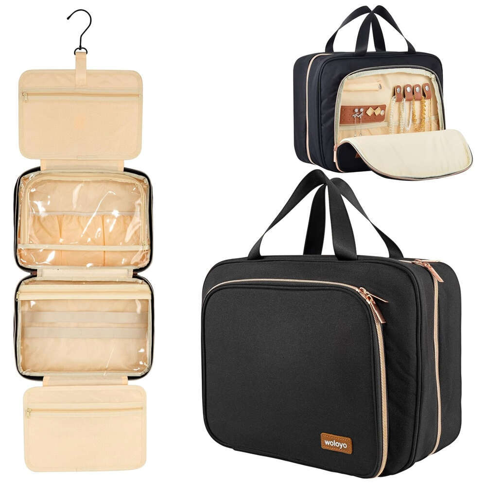 Cosmetic Bag Foldable Toiletry Organizer Hanging Storage Bathroom Makeup Case Travel Dry And Wet Separation Cosmetic Bag
