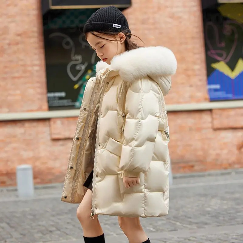 Childrens Parka Winter Jackets Kids Clothing Big Girls Warm Down Cotton-padded Coat Thickening Outerwear Clothes -30 Degree 241218