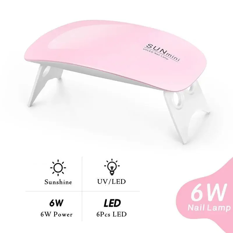 Nails SUNmini 6W LED Nail Dryer Portable USB Cable UV Curing Lamp for Gel Based Polishes Manicure/Pedicure Gel Machine 241219