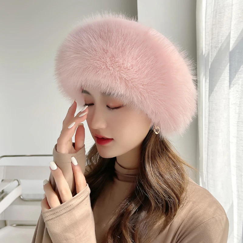 Fur Hat Women Warm Snow Ski Cap Female Faux Fox Fur Bomber Hat Lady Windproof Winter Hats for Women Russian Hat Ushanka 241218