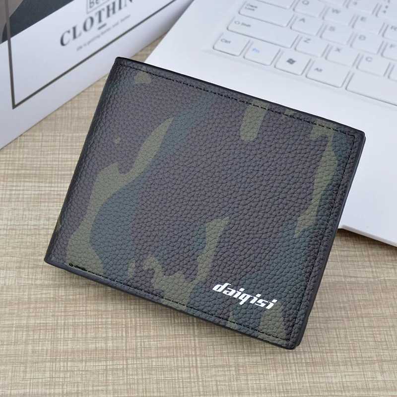Hot Sale New mens ultra-thin PU storage wallet fashionable camouflage horizontal soft leather large capacity multi card wallet hot selling Z241219