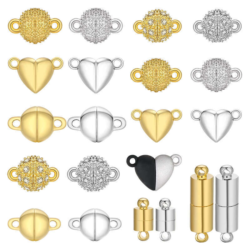 LALAVARA 5Sets/Lot Copper Magnetic Clasps Gold Sier Plated Beads Charms End Connectors for Necklace Bracelet DIY Jewelry Accessories