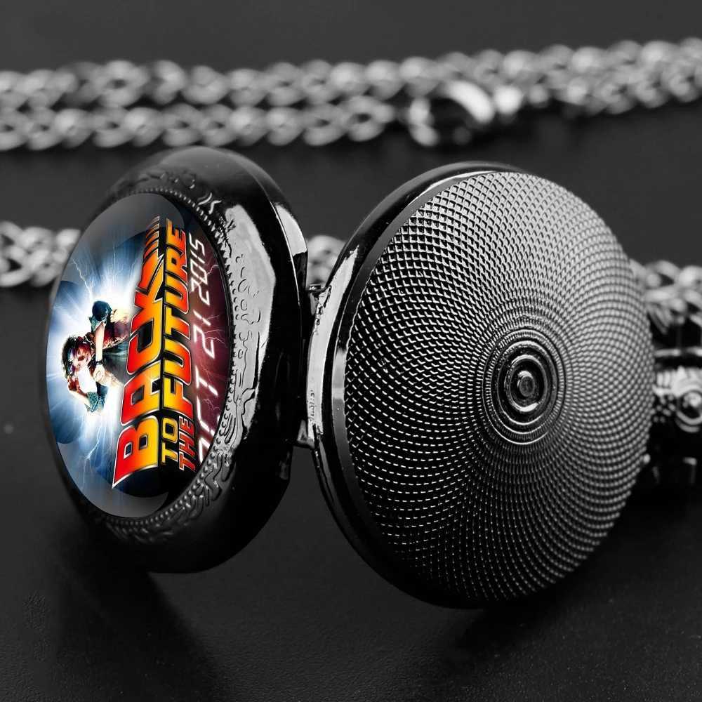 Back to The Future Vintage Glass Dome Pocket with Chain Necklace Vintage Quartz Pendant es Clock Chain Mens WomenXJ241219