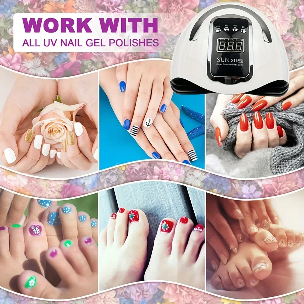 SUN X11 MAX Professional Nail Drying Lamp for Manicure 280W Nails Gel Polish Drying Machine with Auto Sensor UV LED Nail Lamp 241219