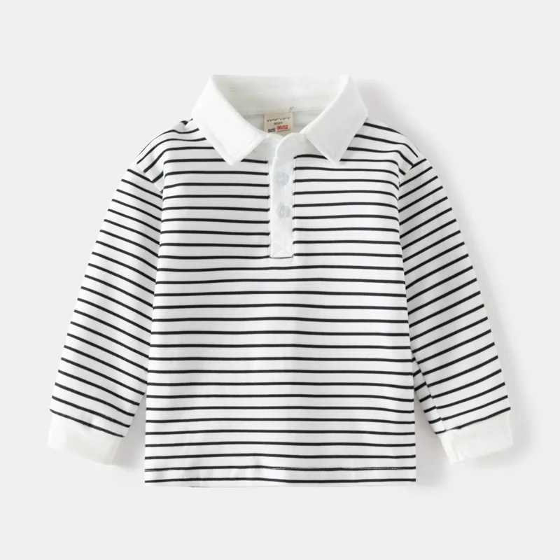 Baby Boys Spring Autumn Polo Shirt Cotton Breathable Childrens Clothes Kids Solid Striped Sweatshirt Toddler Long Sleeves TopsXJ241225