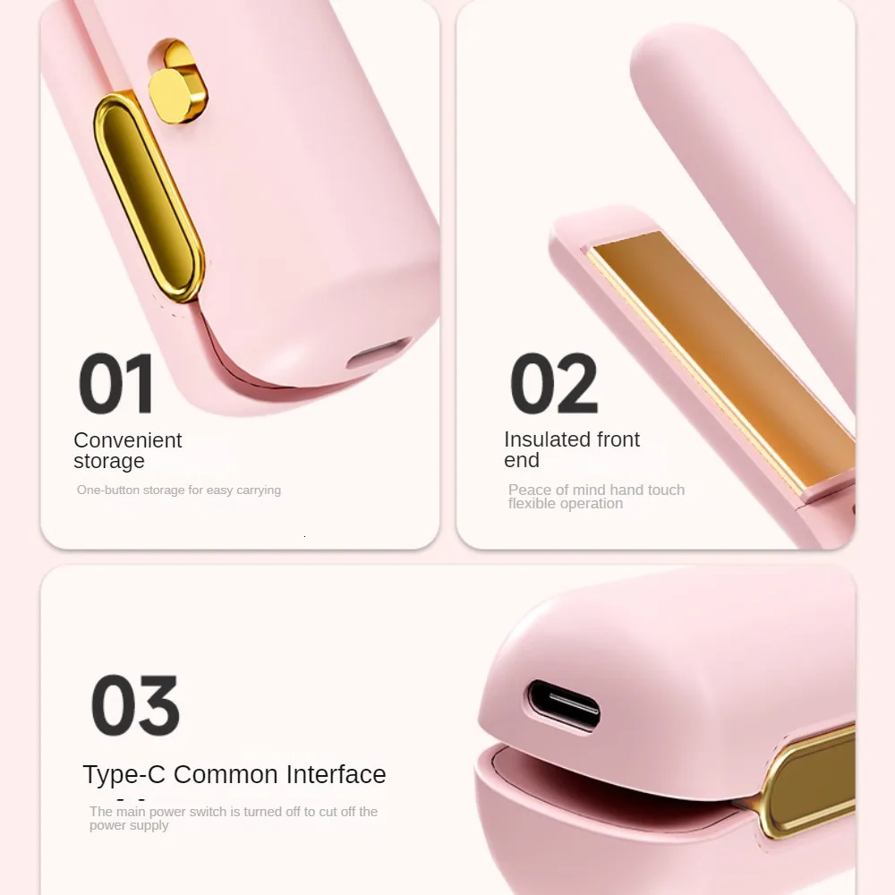Flat Iron Mini 2 IN 1 Roller USB 4800mah Wireless Hair Straightener with Charging Base Portable Cordless Curler Dry and Wet Uses 241224