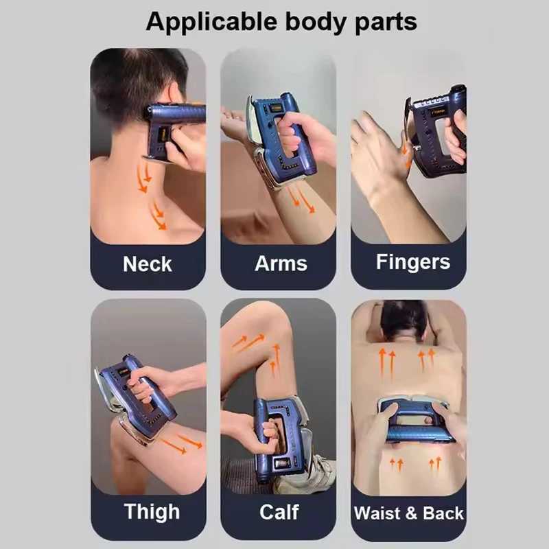 Electric Fascial Gun Gua Sha Tool Fitness Muscle Massager Deep Tissue Myofascial Massage Fibers Release Scraper for RelaxationXJ241219