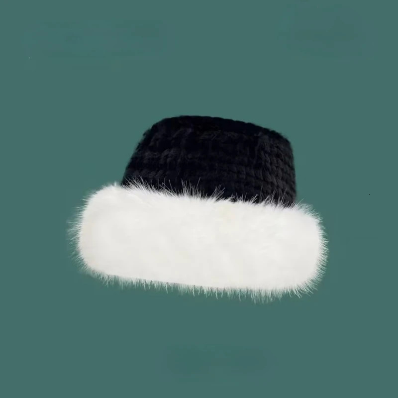 Womens Faux Fur Hat Furry Warm Cap Faux Fox Fur Brim Winter Berets Fashion Earmuffs Warmer Gifts Outdoor Warm 241218
