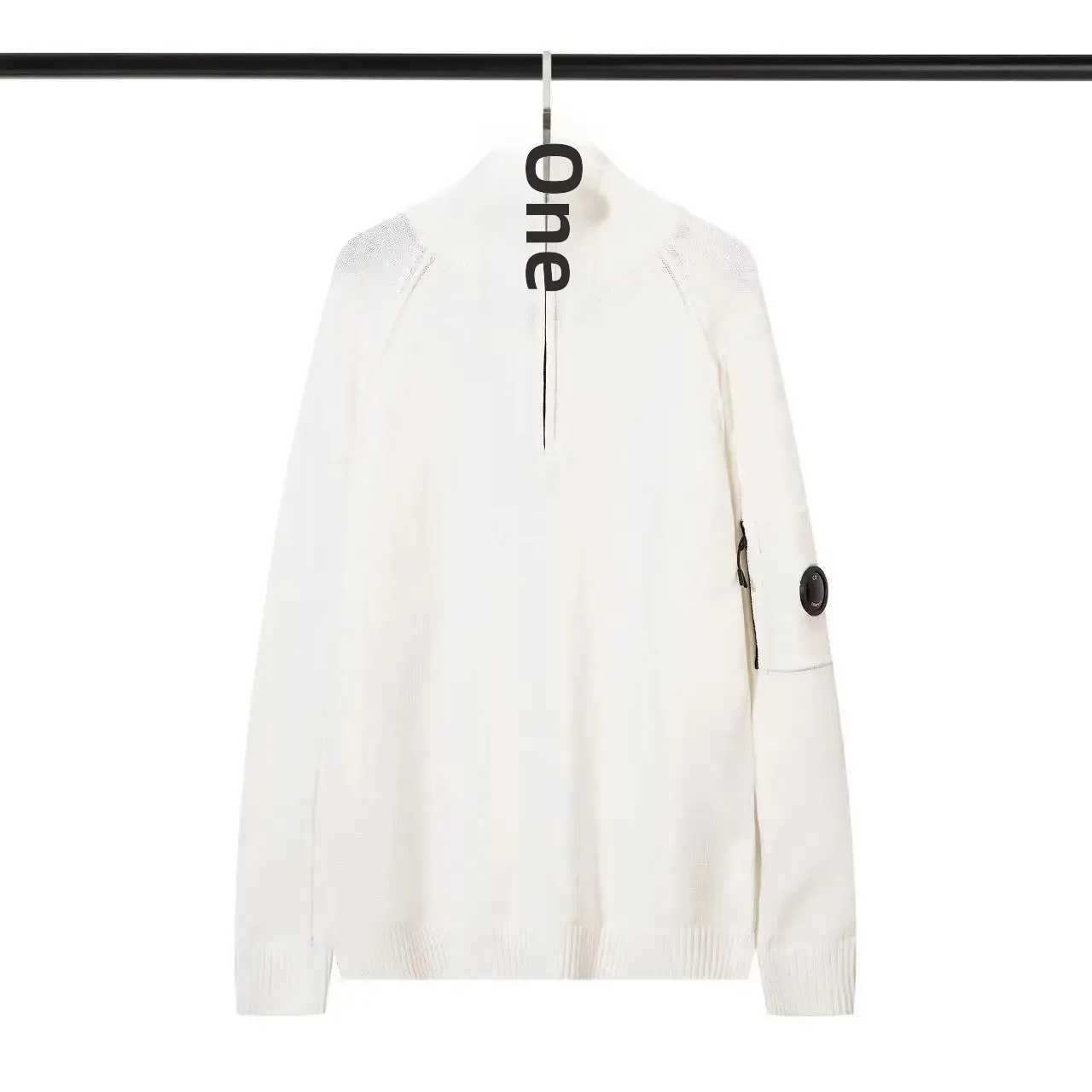 C. P. Knitted Top Autumn/Winter Series Pulling Frame Collar Half Zipper Ribbed Wool Jumper Sweater W241219