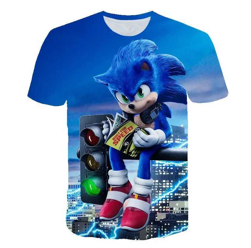 New Yellow Sonic T shirt Kids Clothes Boys Game Super Sonic Boys Clothes Men Women T-shirt Summer Clothes For GirlsXJ241219