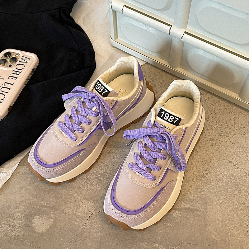Spring and summer hot new shoes women sports running 2025 Korean version of the niche Instagram patchwork color casual single shoe wholesale