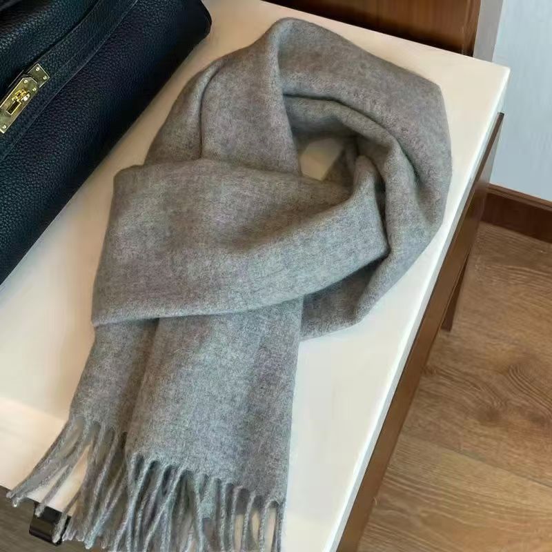 T016 wool scarf women autumn and winter long thick versatile classic solid color large shawl warm student neck scarf