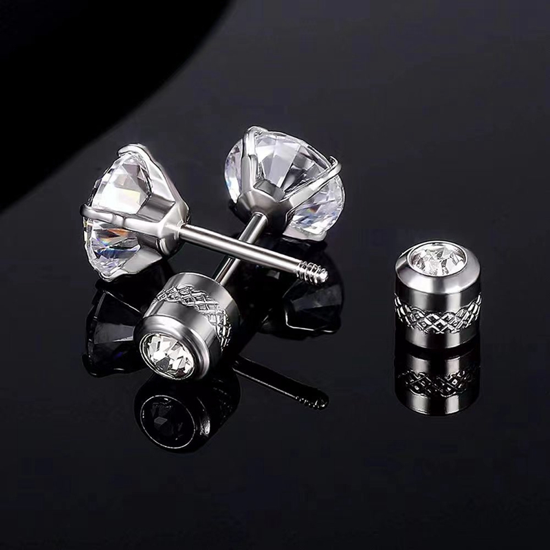 Unisex Durable Silver-Tone Cubic Zirconia Studs Securely Fastened by Screws Ideal Fit for Various Ear Positions