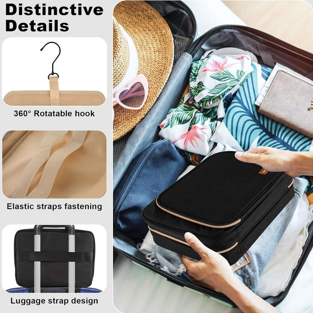 Cosmetic Bag Foldable Toiletry Organizer Hanging Storage Bathroom Makeup Case Travel Dry And Wet Separation Cosmetic Bag