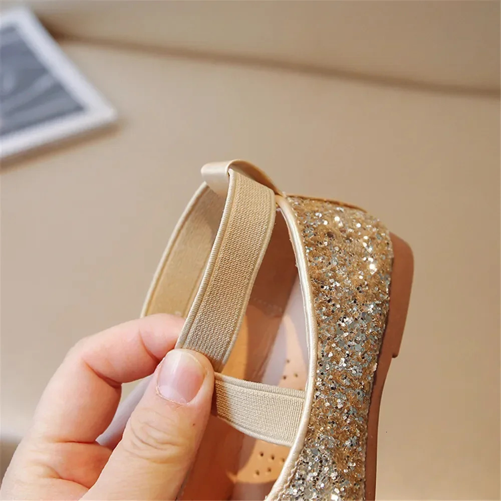 Spring Autumn Girl Shoes Korean Version Little Girl Princess Shoes Students Dance Shoes Crystal Fashion Bean Shoes 241219