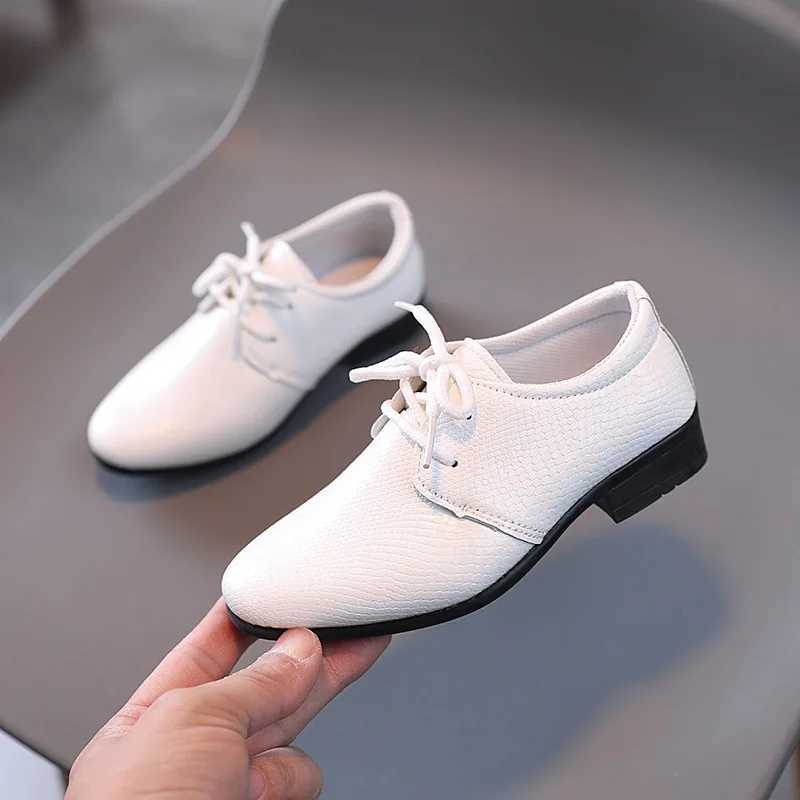Childrens boys black leather shoes British style wedding low heel lace childrens fashion student performance shoes M241219