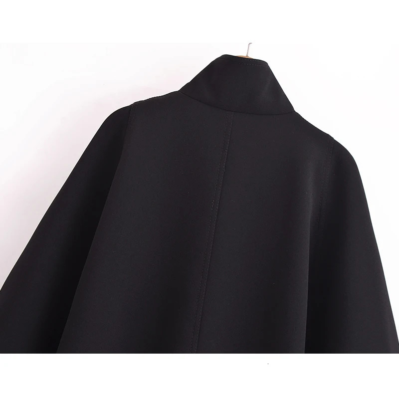 TRAF Black Poncho Cape Women Outerwears Winter Short Capes Coat Women Long Sleeve Cloaks of Woman Womens Ponchos 241218