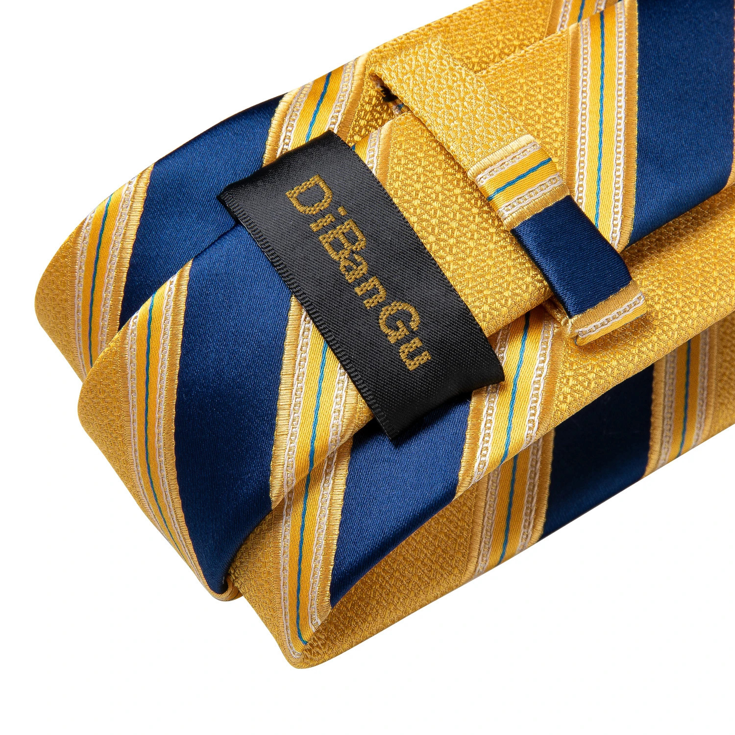 DiBanGu Mens Tie Yellow Striped Silk Wedding Tie For Men Hanky Cufflink Tie Set Fashion Bussiness Party Drop 241218