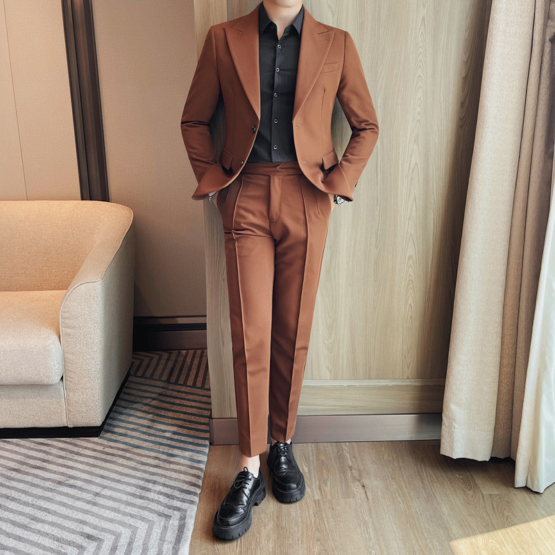 X12192Men's suits Korean style slim fit business casual small suits men groom wedding dress