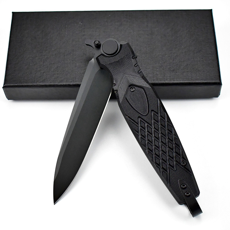 Top Quality Flipper Folding Knife D2 Titanium Coating Blade G10 with Steel Sheet Handle Outdoor Camping Survival Tactical Knives