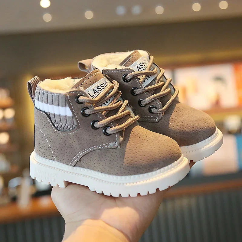 Winter Toddlers Kids Velvet Boots Warm Thick Plush Boys Girls Snow Boots Little Children Cotton Shoes Child Fashion Boots H08132 241219