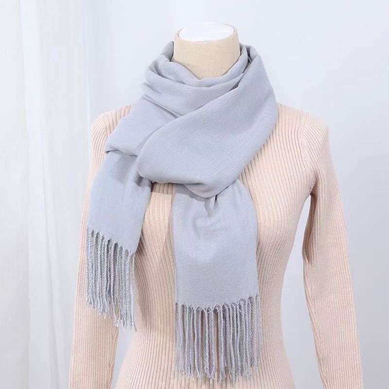 T021 cashmere solid color scarf female winter Korean style knitted shawl dual-purpose outer wear student red warm neck scarf