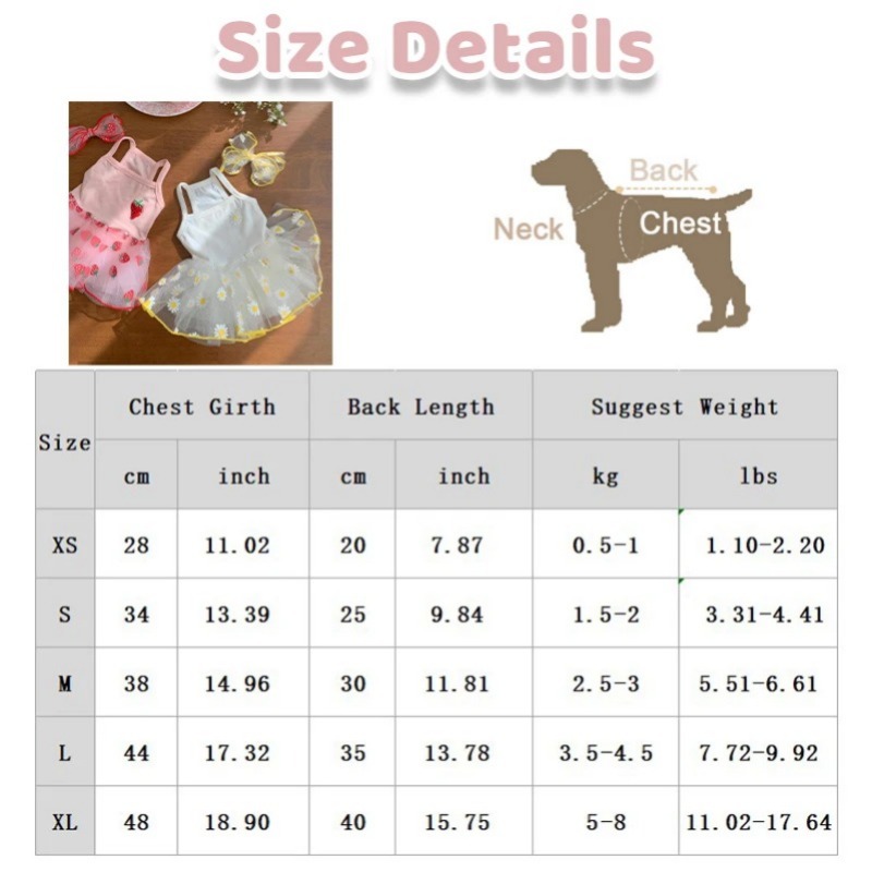 Puppy Princess Dresses Dog Cute Dress Strawberry Pattern Skirt Chihuahua Yorkie Sweet Skirts Summer Pet Clothes