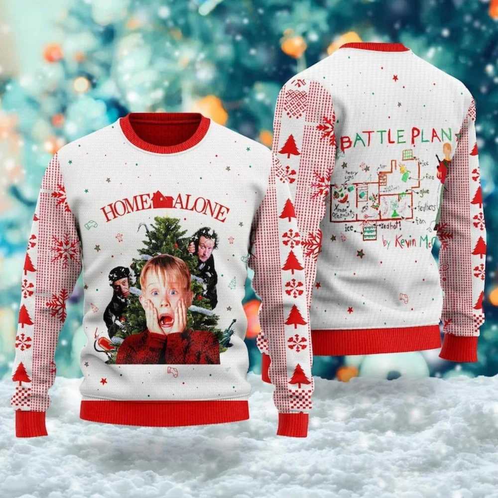 Autumn and winter Merry Christmas Home Loneliness Ugly Christmas sweaters Cartoon Women Men Zipper tops Hoodies W241219