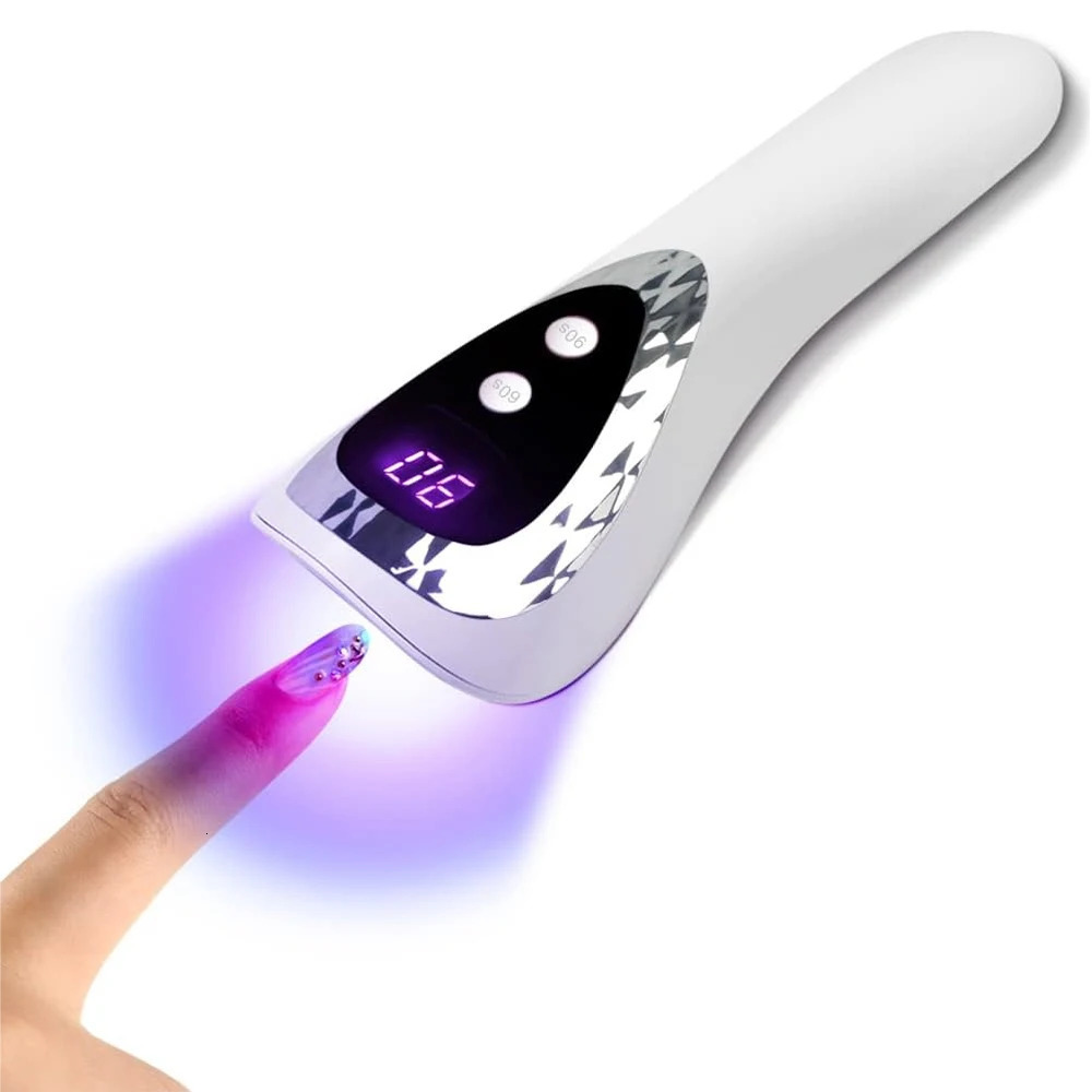 Handheld LED UV Nail Lamp Rechargeable Nail Dryer with 5 Lamp Beads Fast-Dry Machine Portable Home DIY Salon Manicure 241219