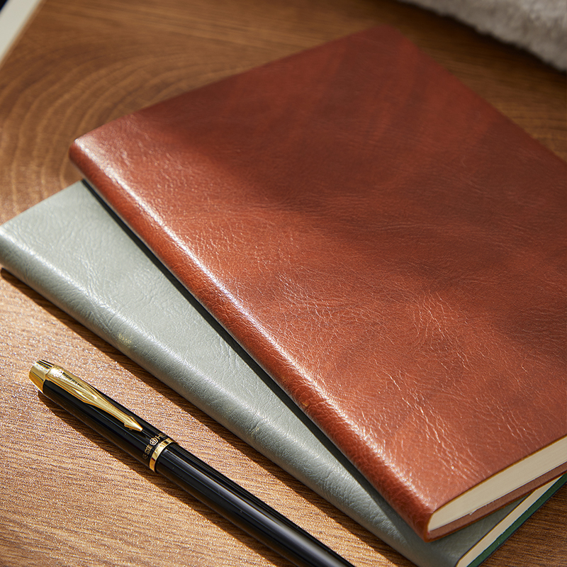 Soft Leather Notebook sub meeting minutes notepad business office with horizontal lines work journal simple student coursework book school portable