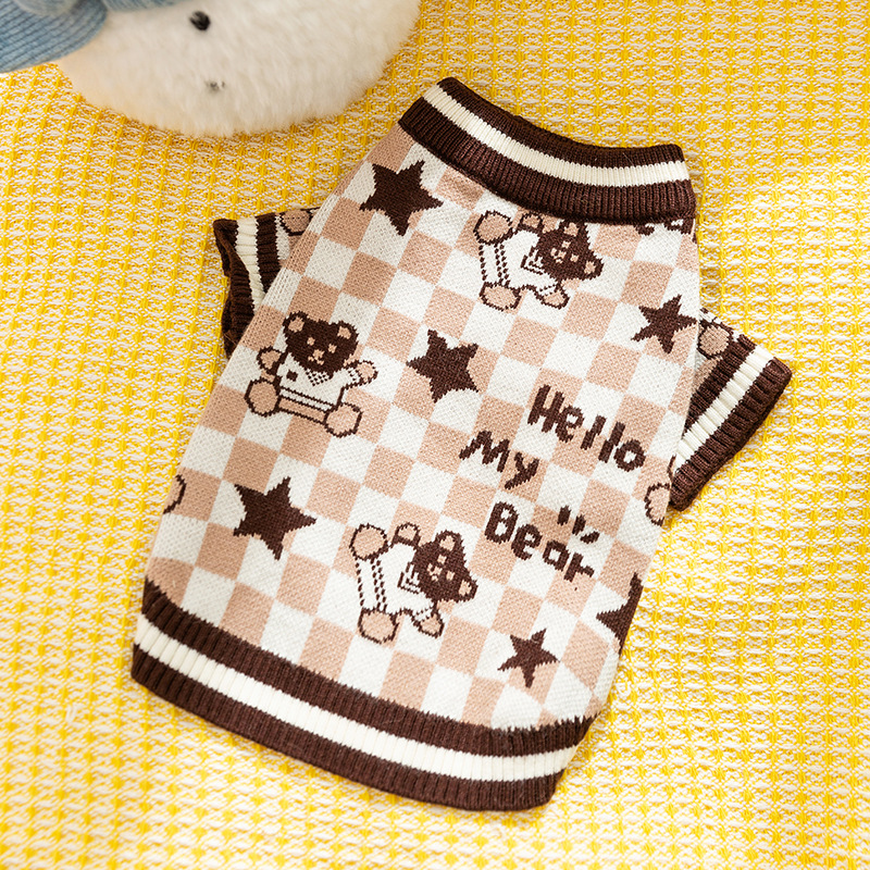 Autumn and winter cat clothes, simple knitted sweater, thickened warm cover, two legged clothes, blue cat pet clothing