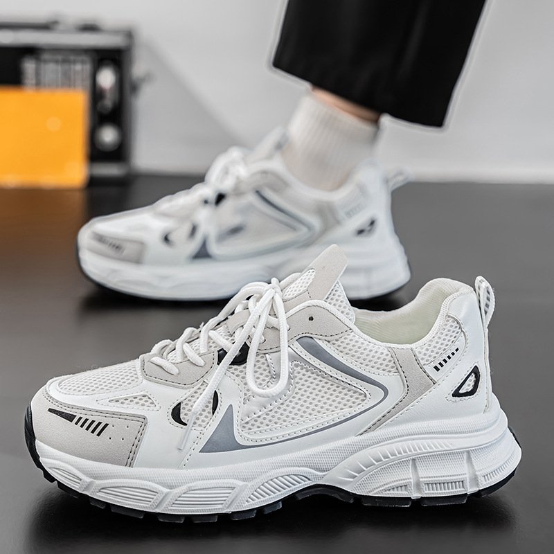 Men Sports Fashion Thick Sole Chunky New Trendy Niche Designer Shoes Breathable Casual Style Versatile Sneakers Triple White Sier Free shipping