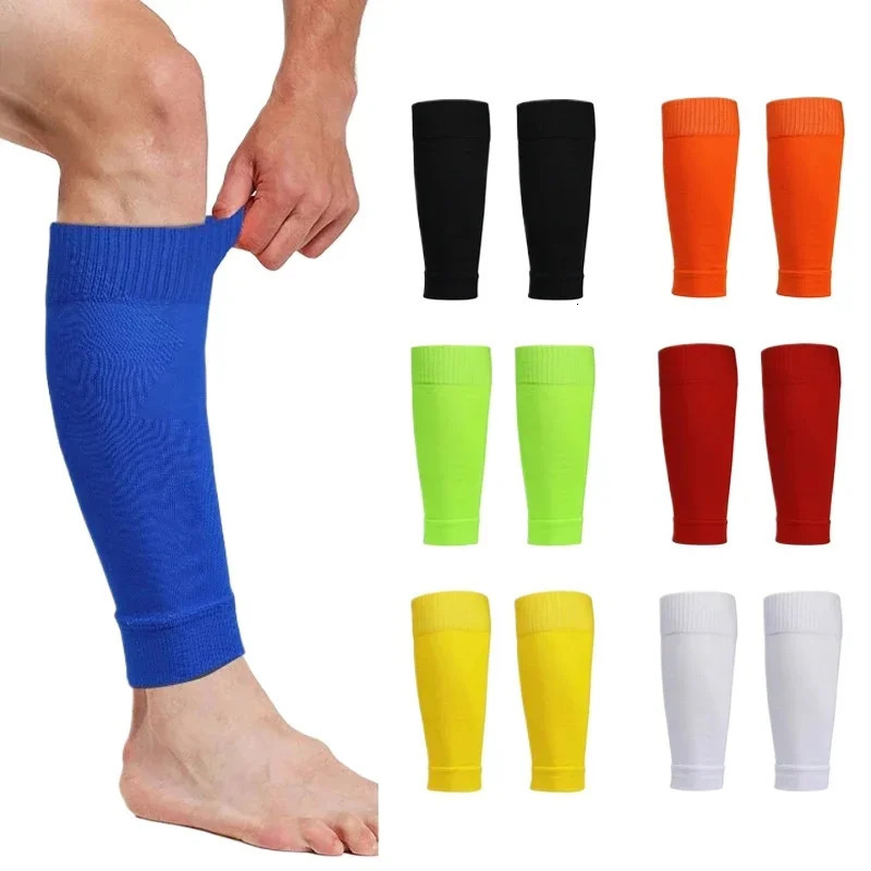 1Pair Football Socks Soccer Accessories Leg Brace Sleeves Breathable Sport Sock Adult Kids Shin Guards Calf Protection Cover 241218