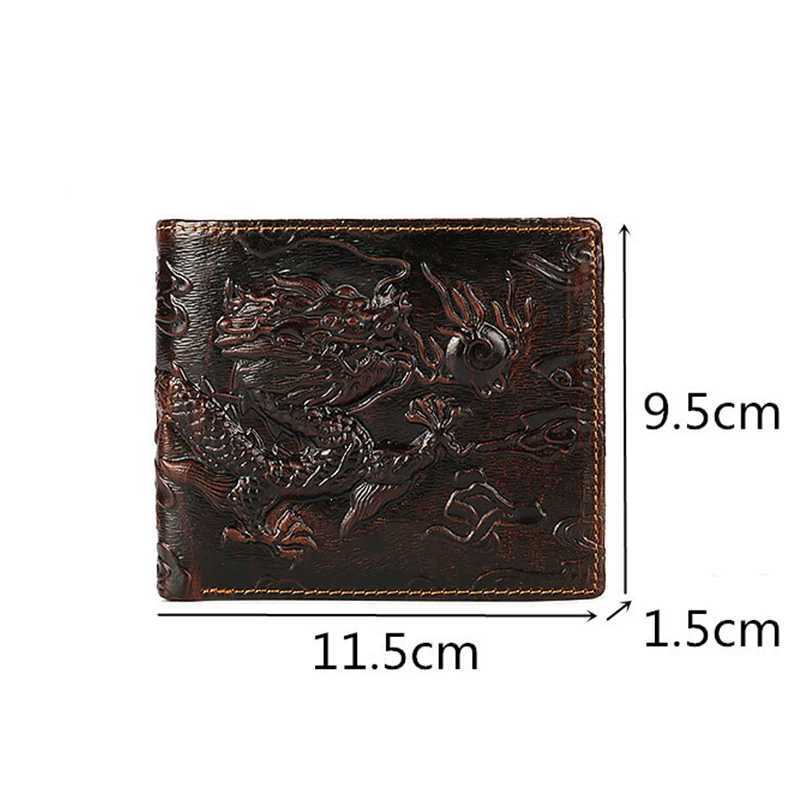Hot Sale High quality genuine leather short wallet 3D dragon card wallet retro double fold mens small wallet gift wallet Z241219