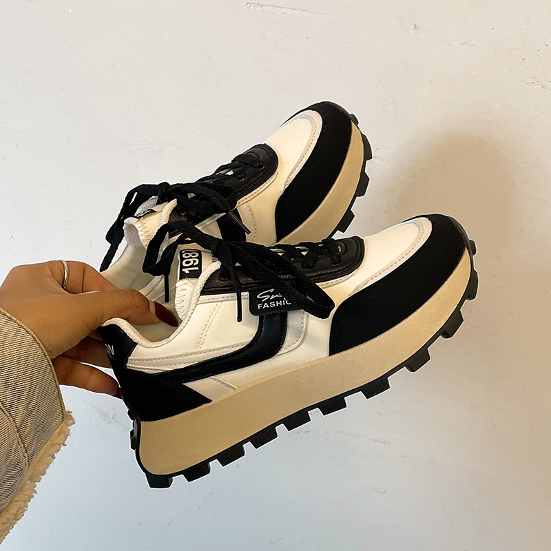 Spring and summer hot new shoes women sports running 2025 Korean version of the niche Instagram patchwork color casual single shoe wholesale