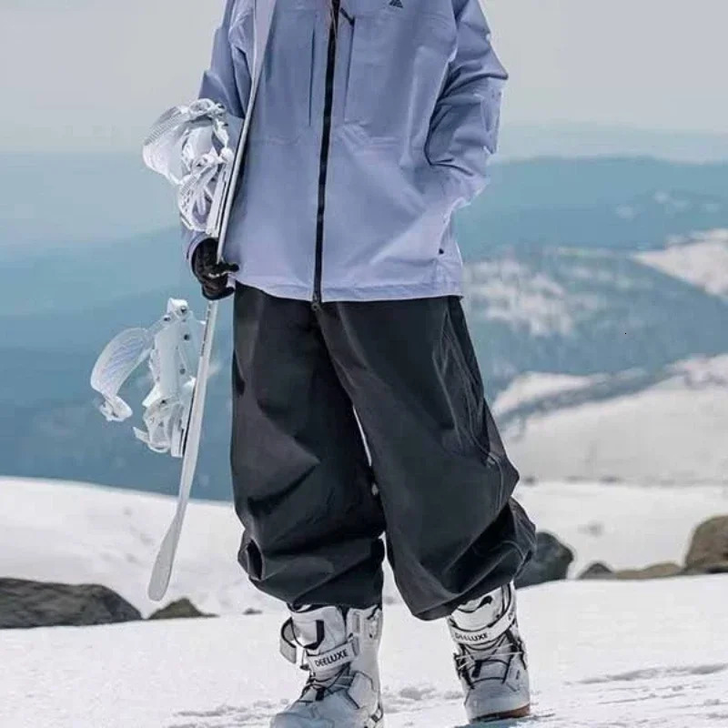 Mens Womens Single Board Waterproof Loose Fit Wear Resistant Professional Double Board Ski Pants Snowboard Pants Men 241219