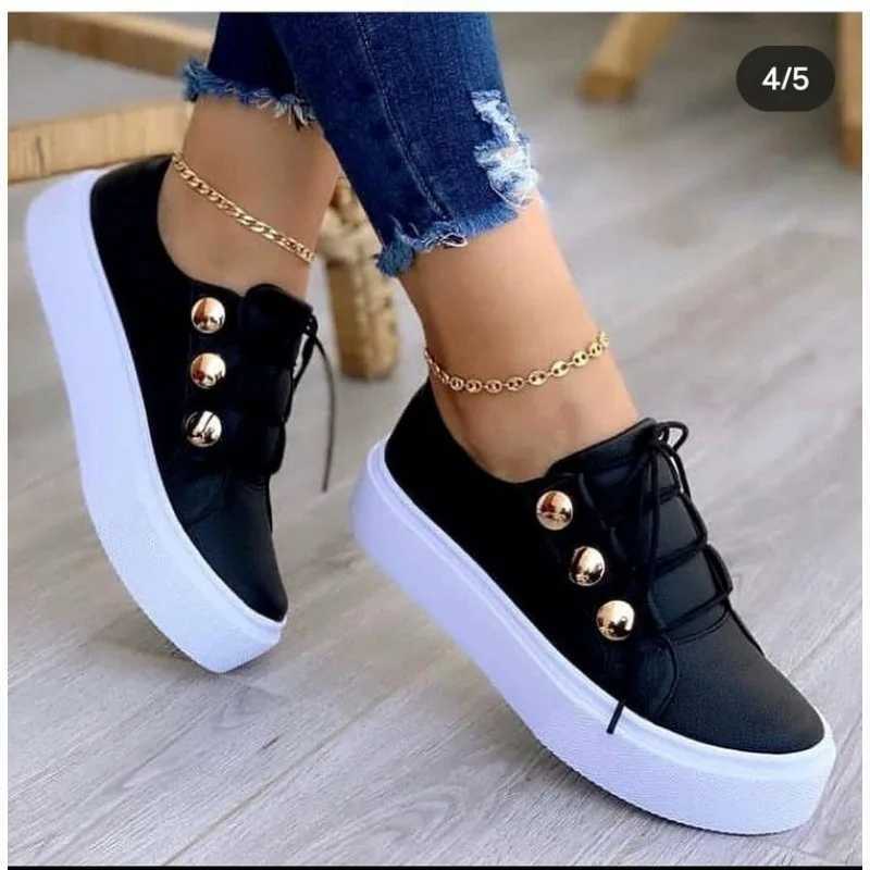 New White Shoes for Women 2023 Fashion Round Toe Platform Shoes Size 43 Casual Shoes for Women Lace Upper for Women Loafers Zapatos Mujer Z250403