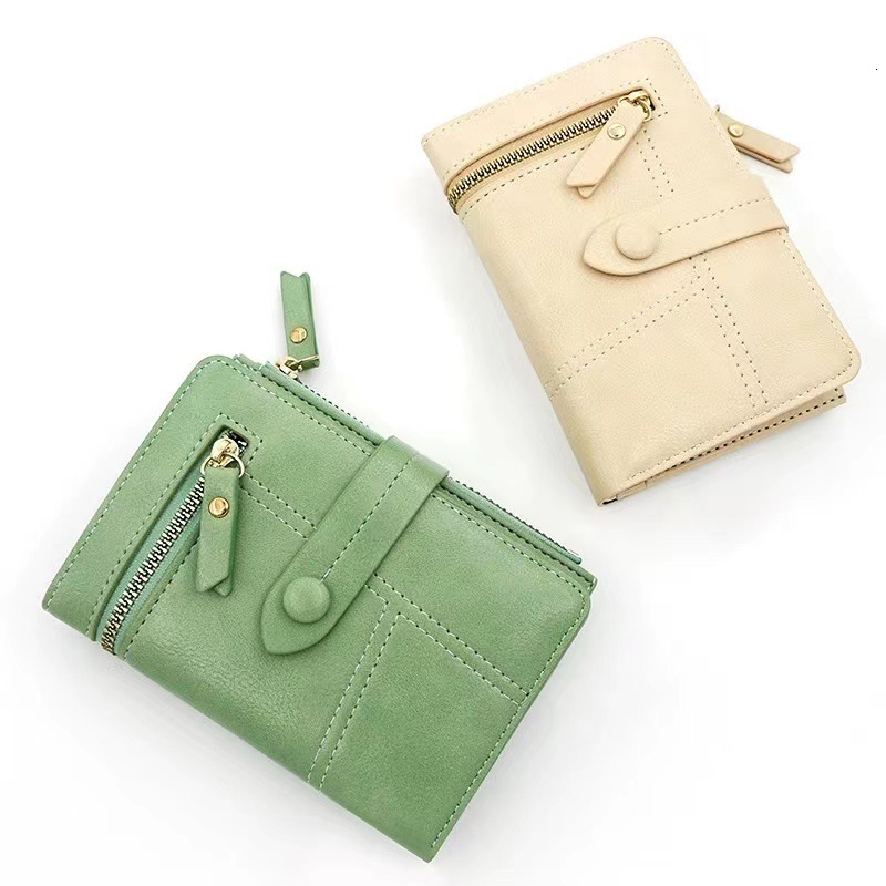 Free Shipping New Minimalist Short Women's PU Leather Zipper Wallet
