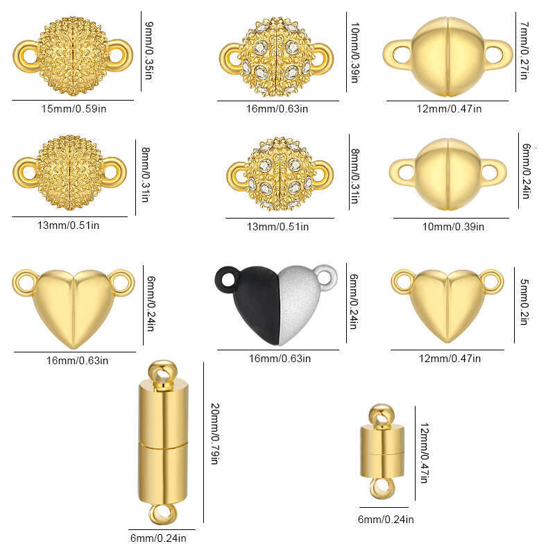 LALAVARA 5Sets/Lot Copper Magnetic Clasps Gold Sier Plated Beads Charms End Connectors for Necklace Bracelet DIY Jewelry Accessories