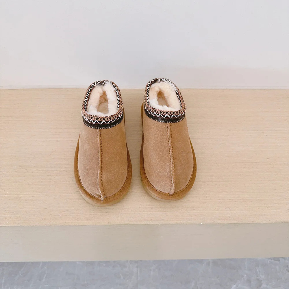 Children Genuine Cow Leather Snow Boots Baby Candy Color Warm Cotton Shoes Girls Fashion Slipin Princess Short 241218 - view 4