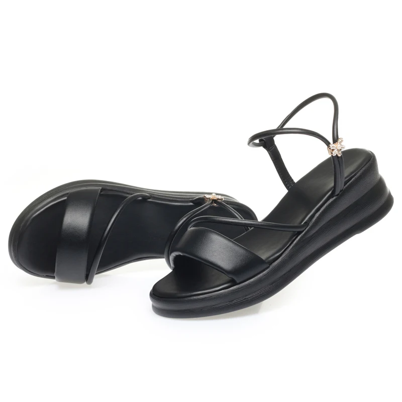 AIYUQI Women Sandals Large Size Summer Wedge Women Sandals Open Toe Roman Sandals