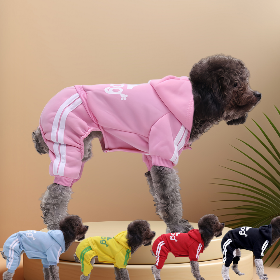 2025 New Pet Hoodies, High Quality Clothes, Outdoor Spring and Autumn Winter Dog Four Leg Clothing, Cute Pink jumpsuit, Free Shipping Wholesale