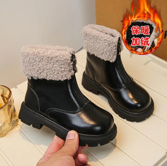 Children Snow Boots Thicken Plush Fur Warm Boys Boots Anti-slip Girls Snow Shoes Winter Fleece Lined Kids Outdoor Sport Shoes 241219