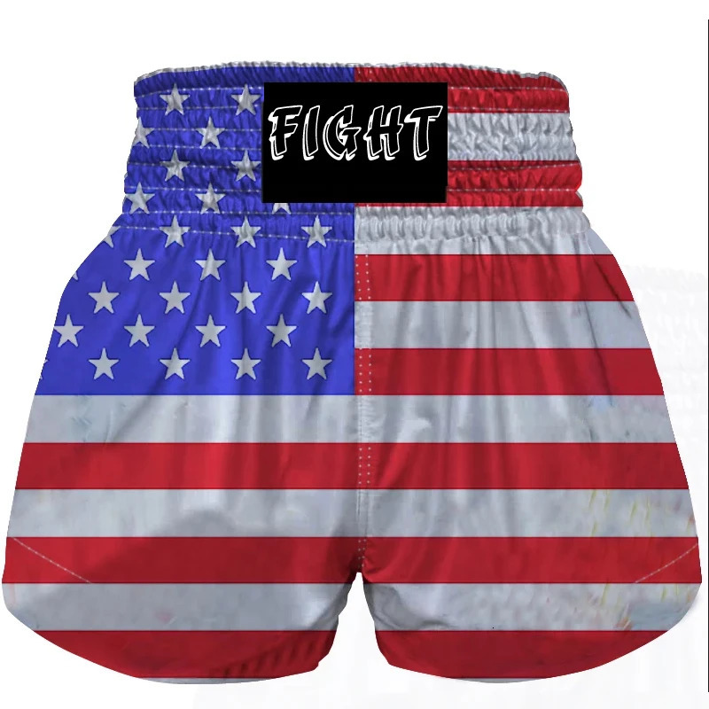 Custom boxing Muay Thai Shorts for men and women American Flag Sports shorts MMA Combat BJJ Gym Martial Arts training short 241218
