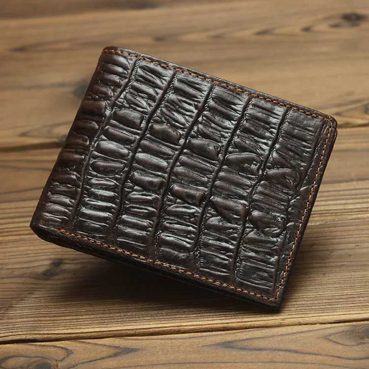Hot Sale Crocodile pattern mens leather wallet clutch and wallet mens small double fold wallet clip wallet Z241219