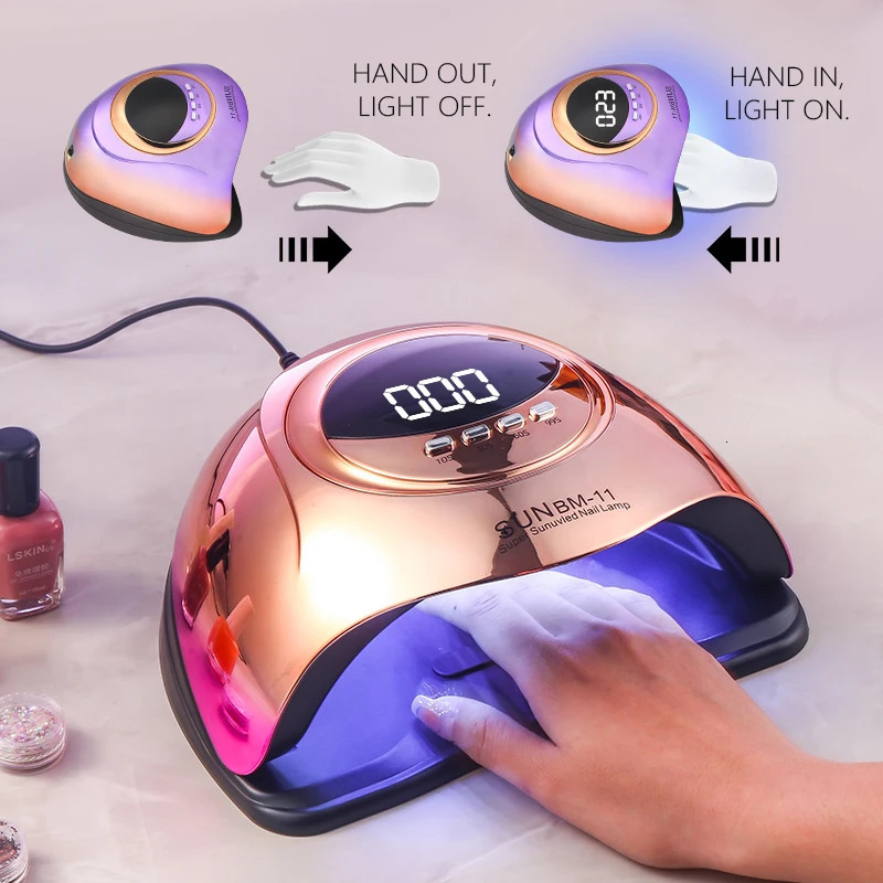 280W 66 LEDs UV LED Nail Lamp for Professional Nails Gel Polish Fast Curing Electroplated Drying Light Lamps 4 Timer Setting 241219
