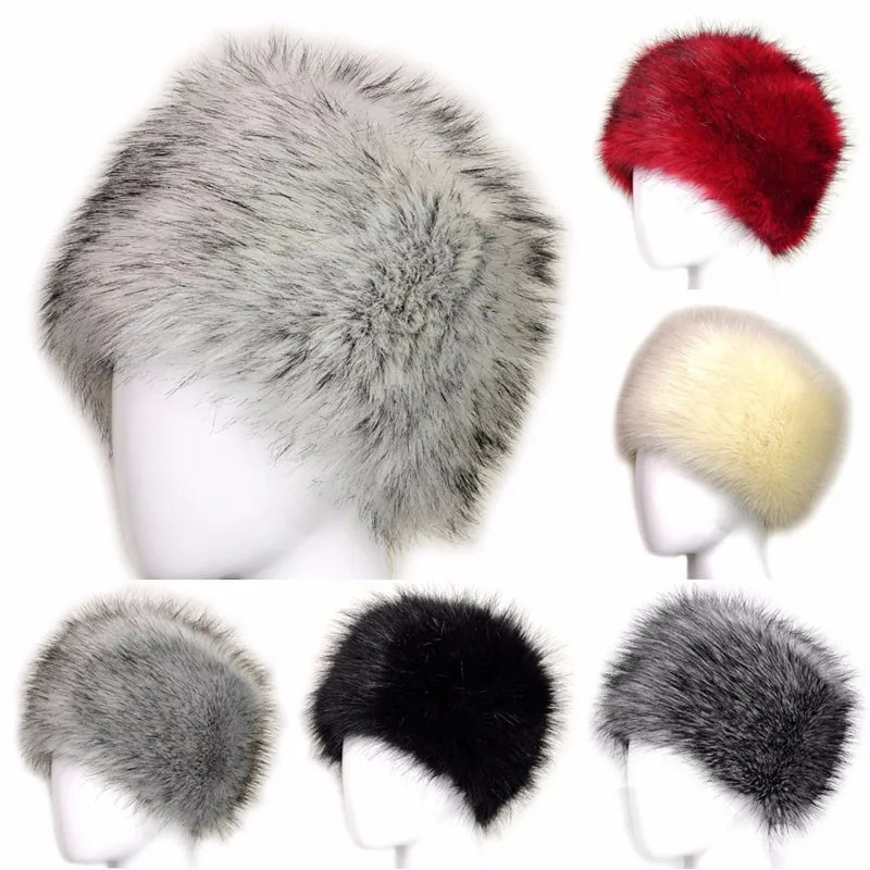 Winter Thick Furry Hairband Fluffy Russian Faux Fur Women Fur Headband Hat Winter Outdoor Earwarmer Ski Hats For Spring 241218