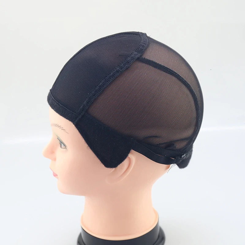Stretch Lace Wig Caps For Making Wigs Black Mesh Hair Net Wig Weaving Cap With Adjustable Straps 241219