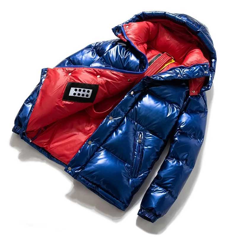 2023 New Fashion Overcoat Mens Thickened Waterproof Winter Coat Blue Glossy 90% White Duck Down Puffer Jacket Men WomenXJ241219